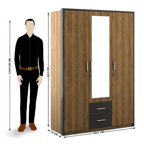 Buy Quadro 3-Door Wardrobe with Mirror - Brown from Home Centre at just ...