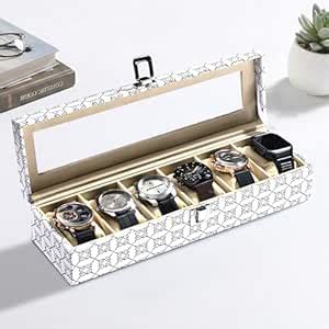 Kuber Industries Faux Leather See Through 6 Slots Wrist Watch Organiser ...