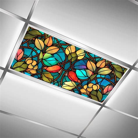 MSINMKOK Colorful Retro Stained Glass Floral - Fluorescent Light Covers ...