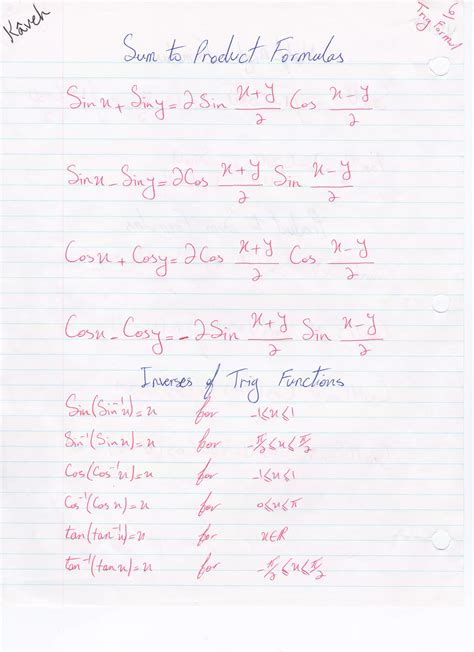 Image result for All Trig Formulas