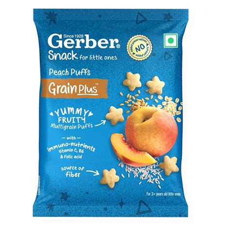 Buy GERBER Snacks Peach Puffs for Little Ones, 25 gm | 19 Minutes ...