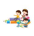 Cartoon happy kids reading a book Royalty Free Vector Image