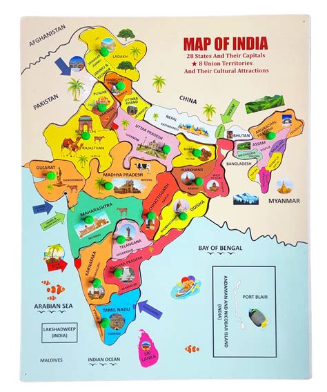 JOHNNIE BOY Indian Political Map Jigsaw Puzzle, States of India with ...