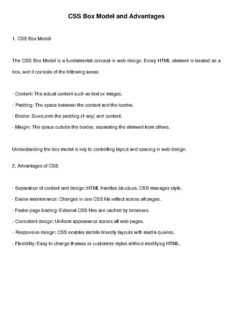 CSS Box Model & Its Advantages in Web Design - Studocu