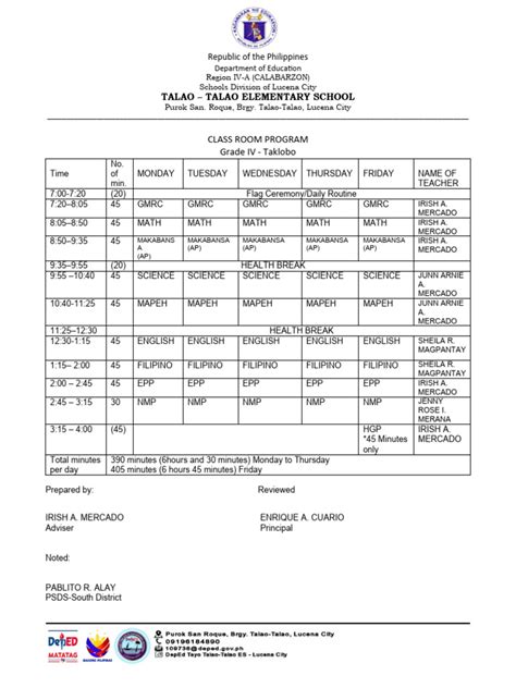 Image result for Grade 1 Class Program