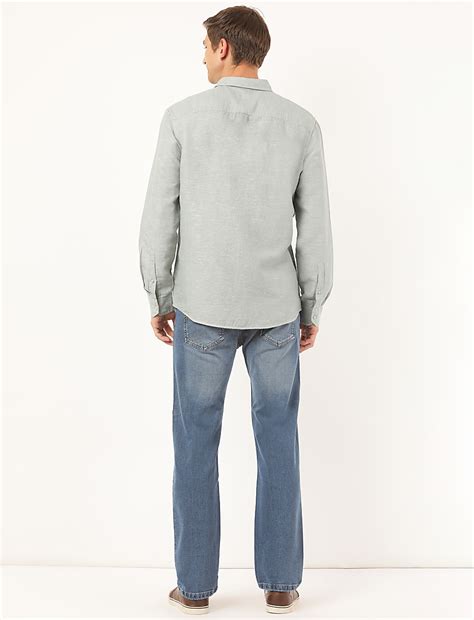 Buy Linen Mix Plain Collar Neck Shirt at Marks & Spencer