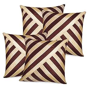 Buy Zikrak Exim Oblique Design Brown N Beige 4 pc Cushion Covers (Buy2 ...