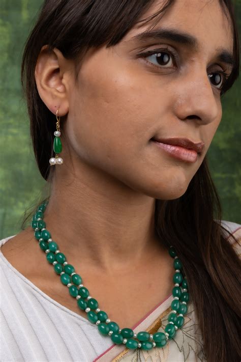 Emerald Green and Pearls Necklace Set – Totapari