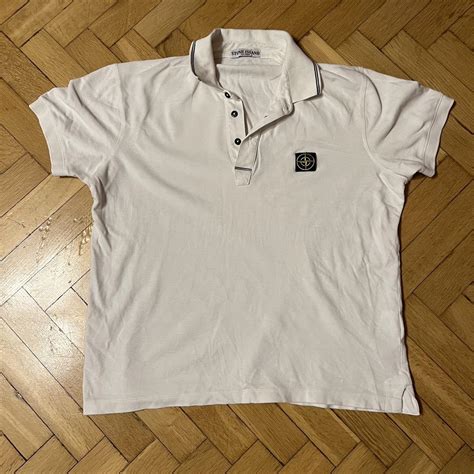 Stone Island Men's White Polo-shirts | Depop