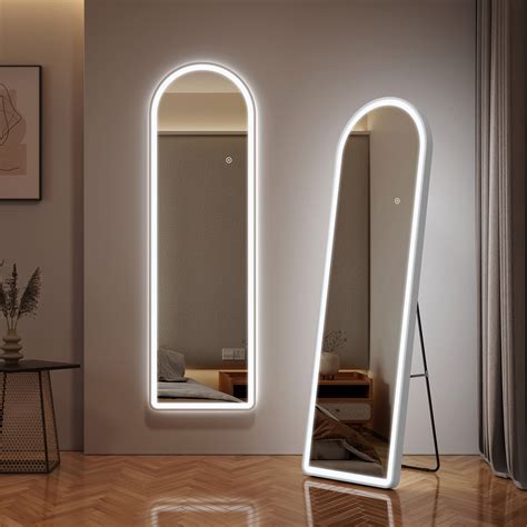 Espejo de Pie EMKE con LED, Espejo Grande de Pared 147x45 cm, 3 Colores ...