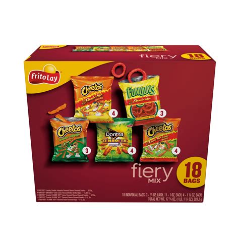 Frito-Lay Fiery Mix Snack Chips, Multipack of 18: Individually Packaged ...
