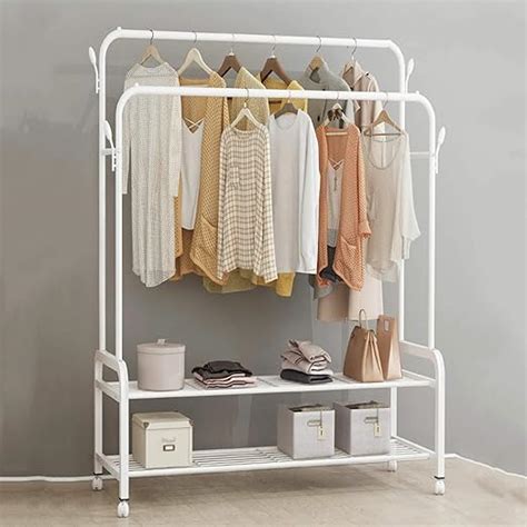 House of Quirk 2 Tier Metal Garment Rack Heavy Duty Indoor Bedroom ...