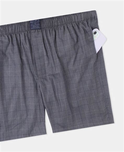 Buy Tencel Lyocell Cotton Checkered Boxer Shorts with Side Pockets ...