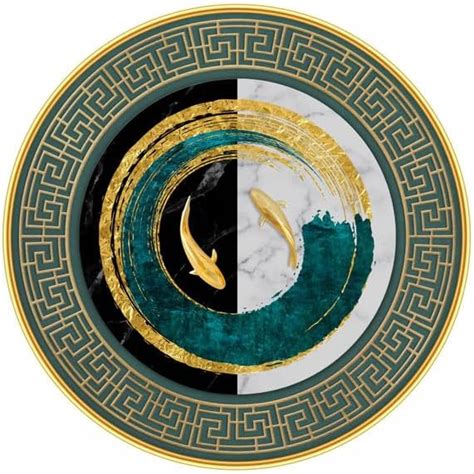 SAF Large Round Abstract Art Wall Painting with golden frame Vinyl ...