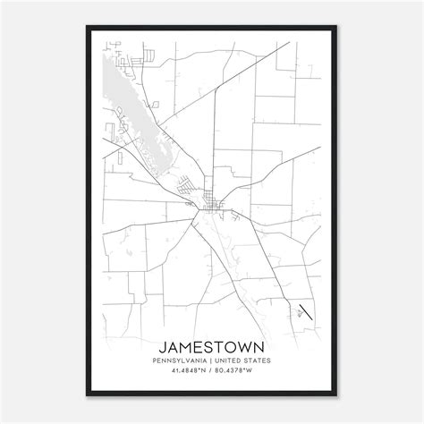 Jamestown Pennsylvania Map Poster, Modern Home Decor Wall Art Print - Custom Maps & Posters - map of jamestown south australia