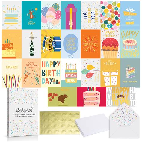 Snapklik.com : 24 Pack Unique Gold Foil Birthday Cards