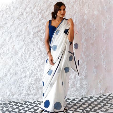 Denim Polka Dot Saree – denimdarzi.com