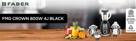 Buy Faber Crown 800W Blender Mixer Grinder, 3 SS clip lock jars + 1 PC ...