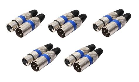 Buy ESPtronics 5 Pair Audio 3Pin XLR Jack Microphone Mixer Connector 3 ...