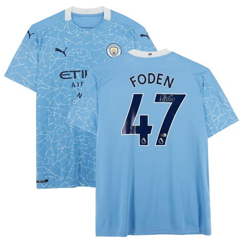 Phil Foden Manchester City Autographed Blue Puma 2020-21 Jersey ...