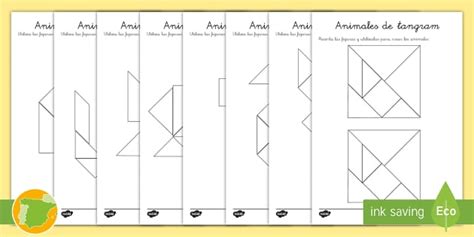 Fichas de actividad: figuras tangram de animales