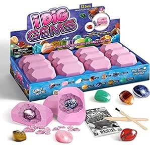 Buy UKR I Dig Gems 12 pc Rocks Mining Gemstones Digging Kit Science ...