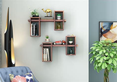 Buy Bea Wooden Wall Shelves (Teak Finish) Online at Best Prices | Urbanwood