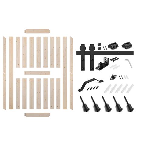 GOLDENPOLEY 42in x 84in Sliding Barn Door with 7 FT Barn Door Hardware Kit, DIY Unfinished K ...