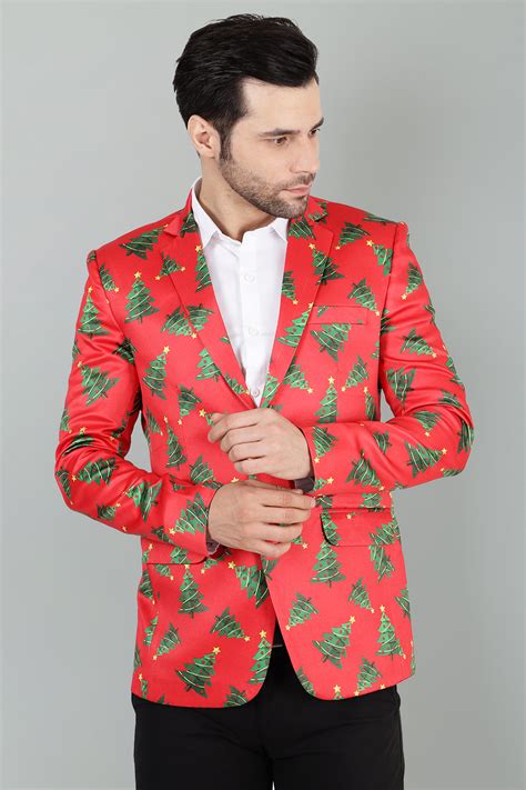 Polyester Christmas Red Blazer