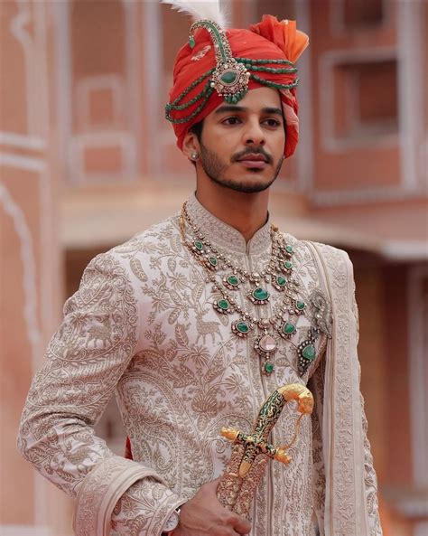Ishaan Khatter in Ivory Resham Embroidered Rohit Bal Sherwani