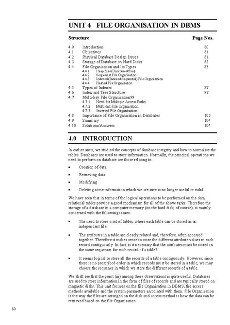 File Organisation Techniques in DBMS (CS 101 - Unit 4) - Studocu