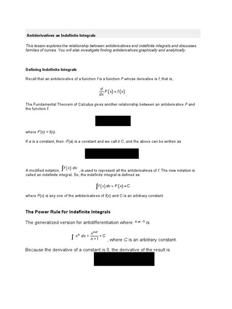 Antiderivatives vs Indefinite Integrals | PDF | Integral | Calculus