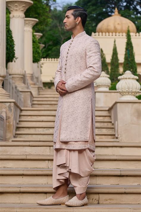 Chikankari Sherwani Set with Dhoti