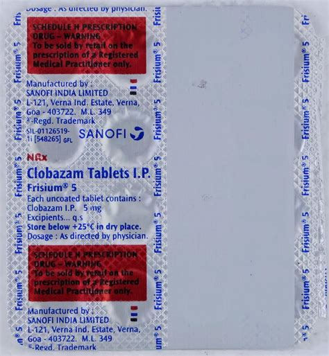 Frisium JR 5mg - Strip of 15 Tablets : Amazon.in: Health & Personal Care