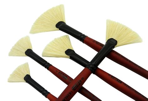 ZEM Brush Long Handle Stiff White Chungking Hog Bristle Fan Brush Set ...