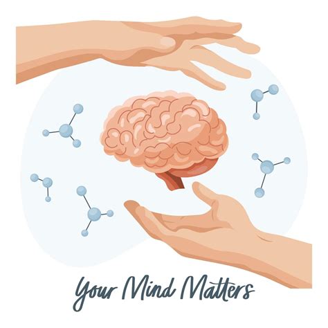 Mental health. Hands holding a brain with the words Your mind matters ...