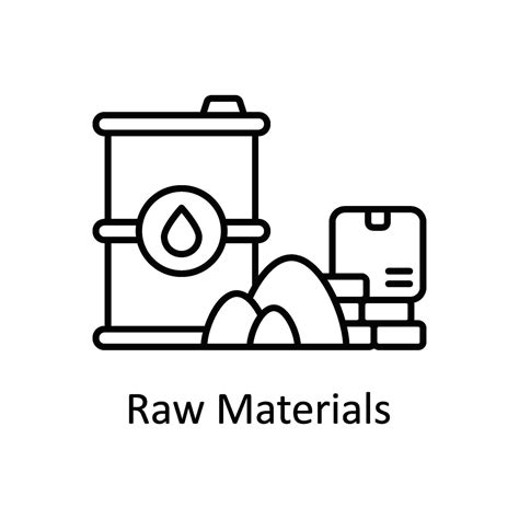 Raw Materials vector outline icon design illustration. Manufacturing units symbol on White ...
