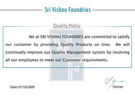 Sri Vishnu Foundries - Quality Assurance