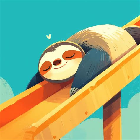 A sloth on a slide cartoon style | Premium AI-generated vector