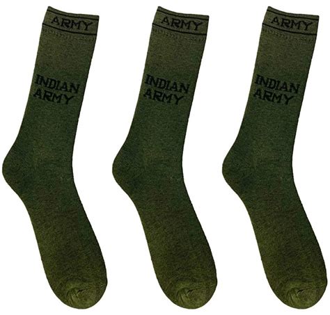 Buy Cotson Men's Olive Green Cotton Army Full Length Socks (Pack of 3 ...