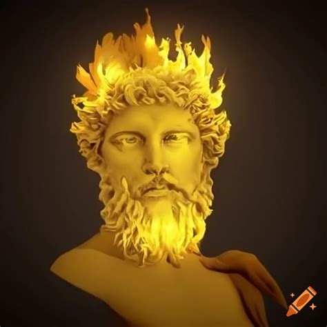 Illustration of the greek god of the sun glowing in yellow on Craiyon