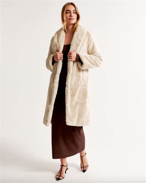 Abercrombie & Fitch + Faux Fur Long-Length Coat