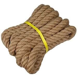 Twisted Manila Rope Jute Rope (1 in x 10 ft) Natural Thick Hemp Rope ...