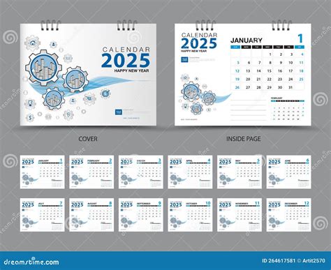 Creative Calendar 2025 Set Template, Set of 12 Months, Desk Calendar ...