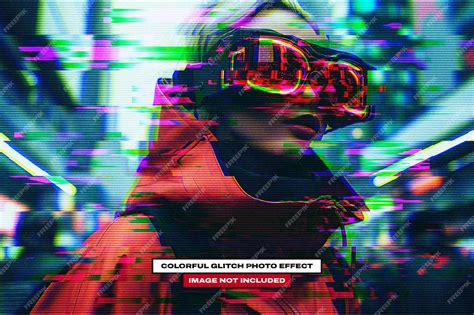 Colorful glitch photo effect | Premium PSD