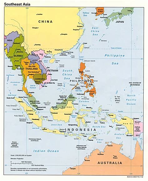 Detailed political map of Southeast Asia – 1992 | Vidiani.com | Maps of all countries in one place