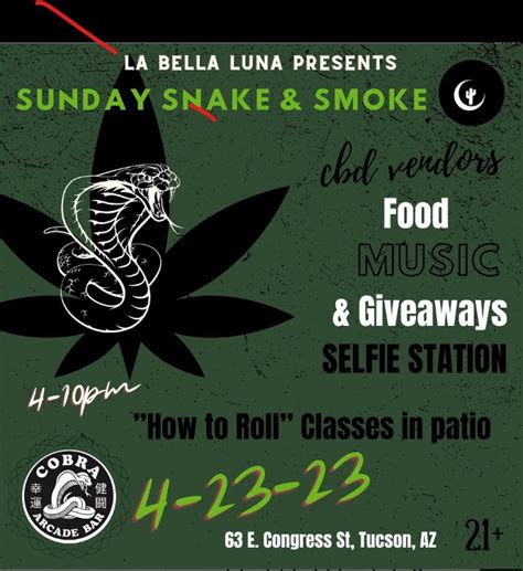 Sunday Snake & Smoke, Cobra Arcade Bar Tucson, 23 April 2023 | AllEvents.in