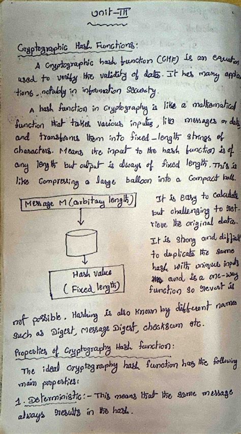 CNS 3rd Unit notes - Gryptographic Hash Functions: A cryptographic hash ...