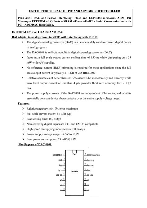 Unit 3 - PIC microcontroller: ADC, DAC and Sensor Interfacing –Flash ...