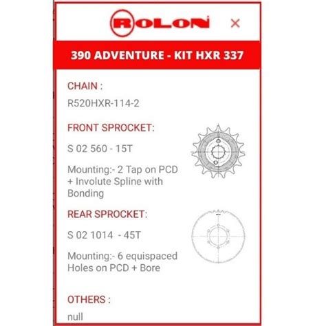 KTM 390 ADVENTURE ROLON CHAIN SPROCKET KIT – SPARIFY
